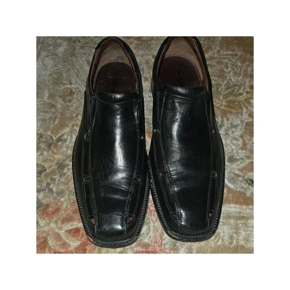 Johnston & Murphy Shoes Men's Size 8.5 8-1/2  Black Leather Loafers Slip On
